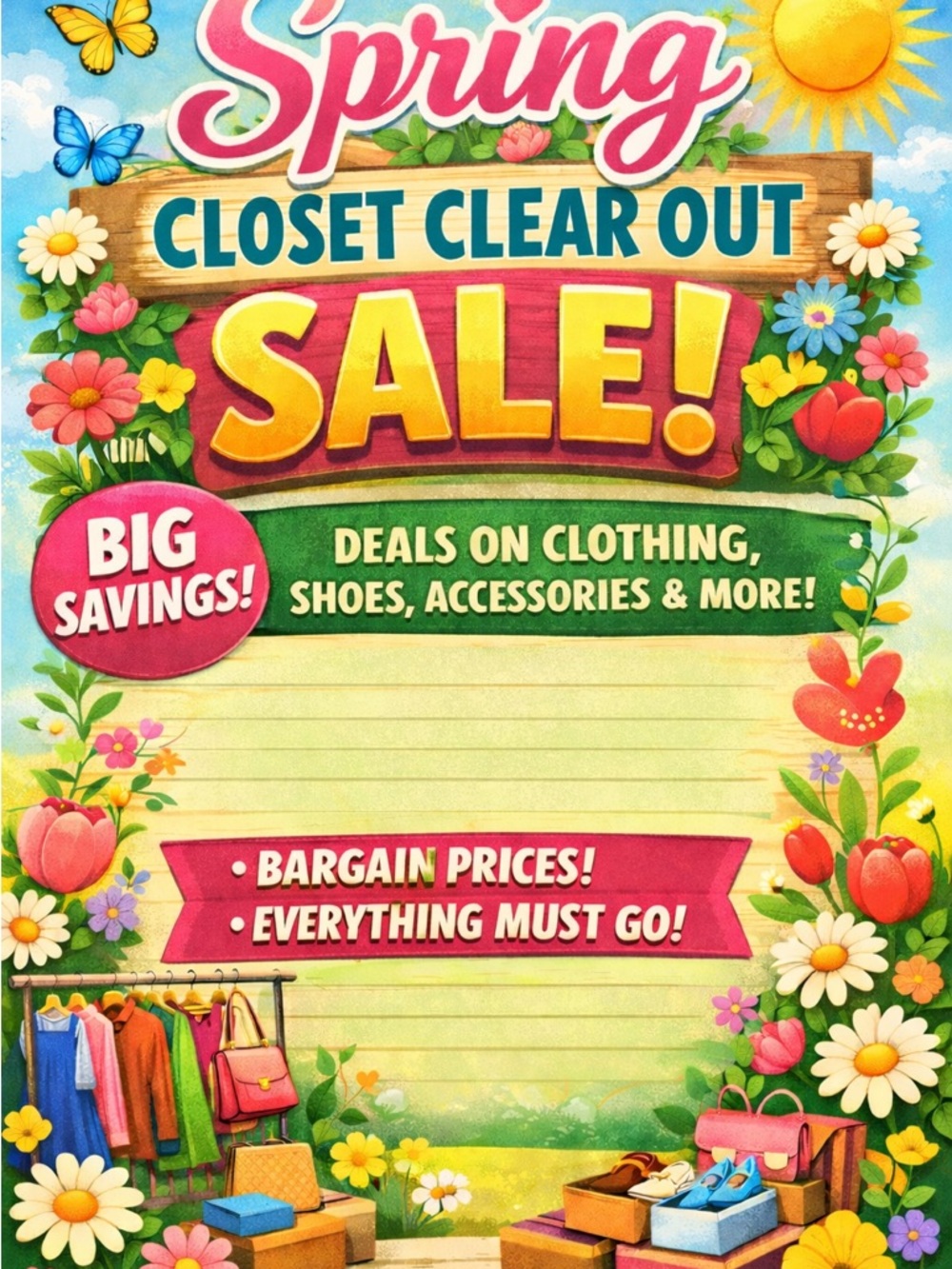 Spring Closet Clear Out SALE! Colorful Floral Promo Poster